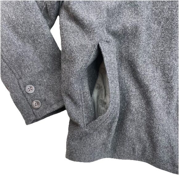 Men's Wool Gap Coat Size Large Gray Zipper Front Lined Vintage Jacket Y2K - Picture 4 of 13